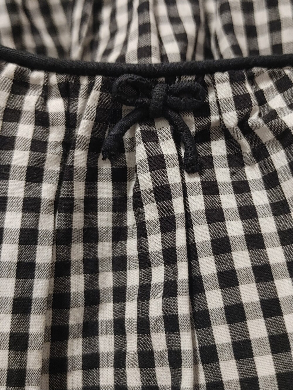 New DÔEN Julia Gingham Cotton Black & White Gingham Shirt Dress with Tie Neck - Picture 8 of 14